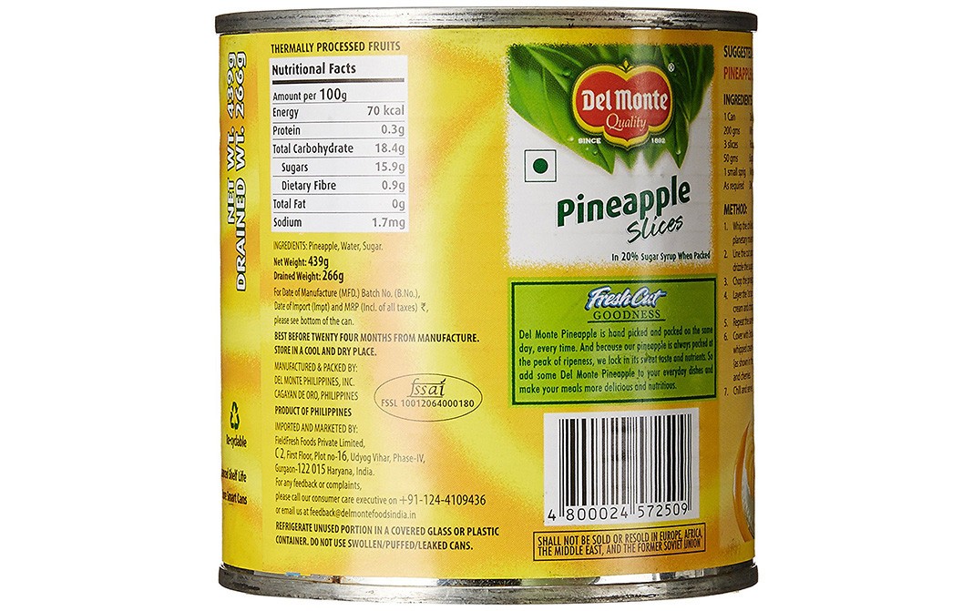Del Monte Pineapple Slices    Tin  439 grams